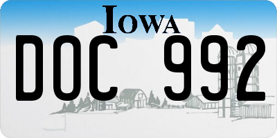 IA license plate DOC992