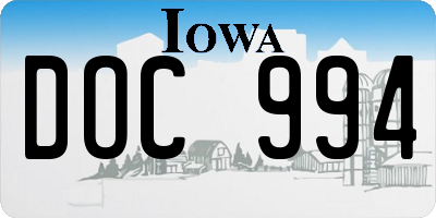 IA license plate DOC994