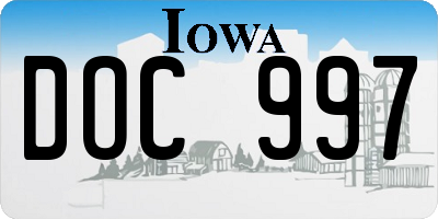 IA license plate DOC997