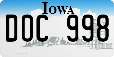IA license plate DOC998