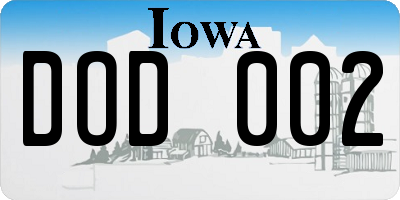 IA license plate DOD002