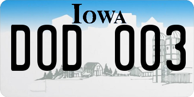 IA license plate DOD003
