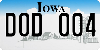 IA license plate DOD004
