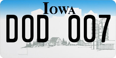 IA license plate DOD007