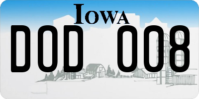 IA license plate DOD008