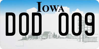 IA license plate DOD009