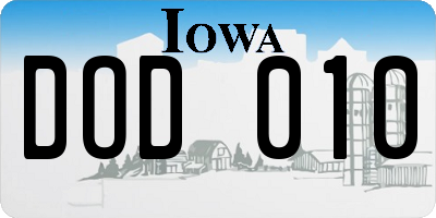 IA license plate DOD010