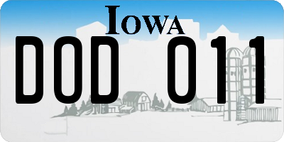 IA license plate DOD011