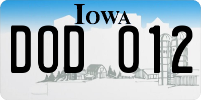 IA license plate DOD012