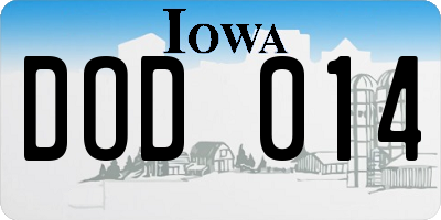 IA license plate DOD014