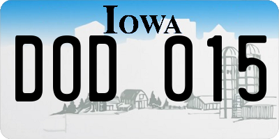 IA license plate DOD015