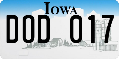 IA license plate DOD017