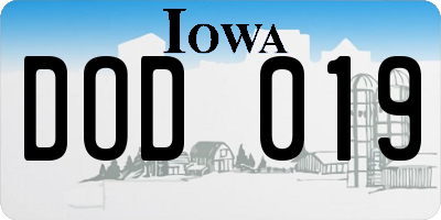 IA license plate DOD019