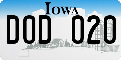 IA license plate DOD020