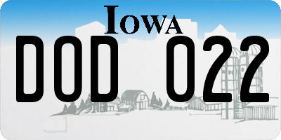 IA license plate DOD022