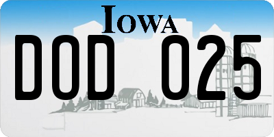 IA license plate DOD025