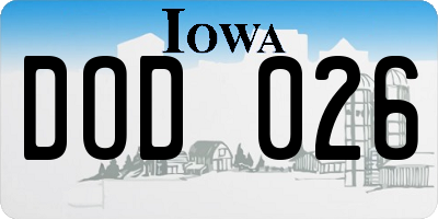 IA license plate DOD026