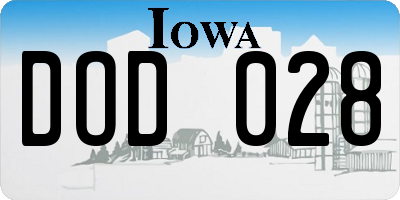IA license plate DOD028