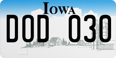 IA license plate DOD030