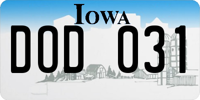 IA license plate DOD031