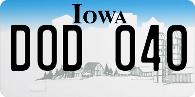 IA license plate DOD040