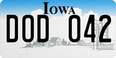 IA license plate DOD042