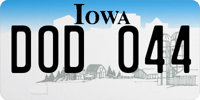 IA license plate DOD044