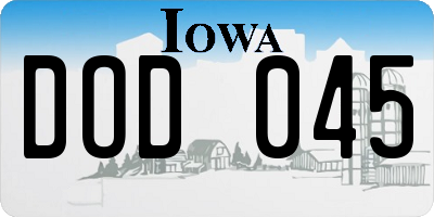 IA license plate DOD045