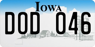 IA license plate DOD046