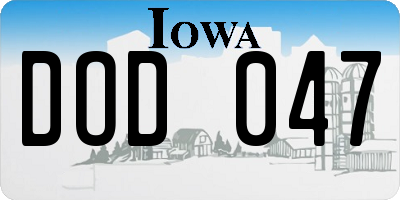 IA license plate DOD047