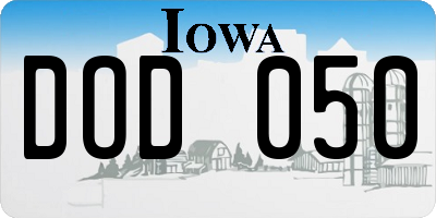 IA license plate DOD050