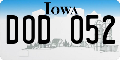 IA license plate DOD052