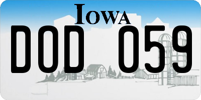 IA license plate DOD059