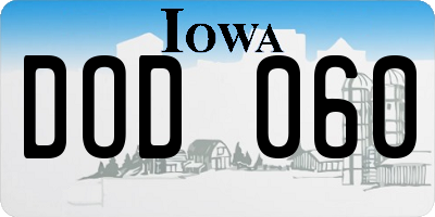 IA license plate DOD060