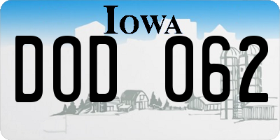 IA license plate DOD062