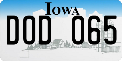 IA license plate DOD065