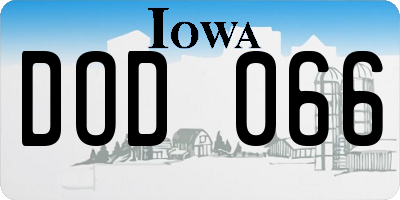 IA license plate DOD066