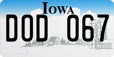 IA license plate DOD067