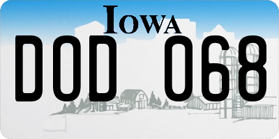 IA license plate DOD068