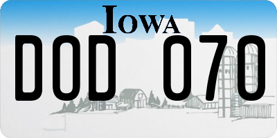 IA license plate DOD070