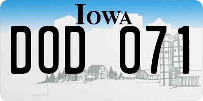 IA license plate DOD071