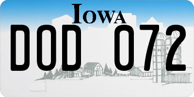 IA license plate DOD072