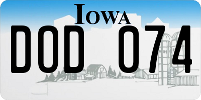 IA license plate DOD074