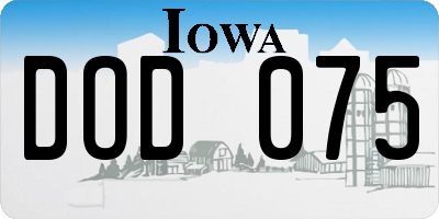 IA license plate DOD075