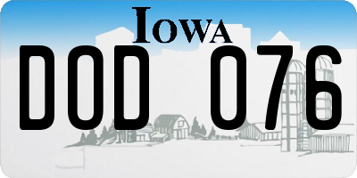 IA license plate DOD076