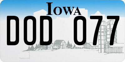IA license plate DOD077