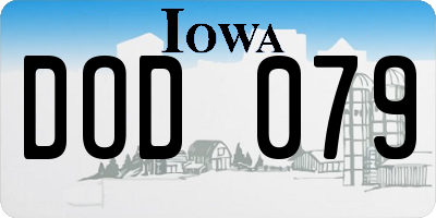 IA license plate DOD079
