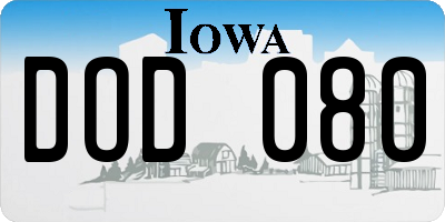 IA license plate DOD080