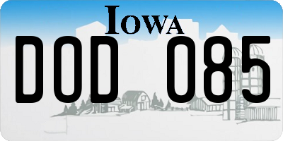 IA license plate DOD085