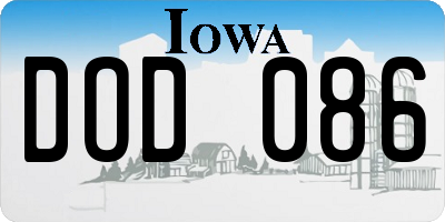 IA license plate DOD086